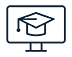 Icon of computer screen with graduation cap